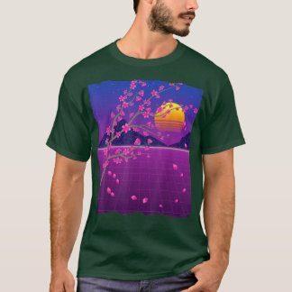 Camiseta Sakura Flower Japan 80s Vaporwave Sunset Cherry Bl