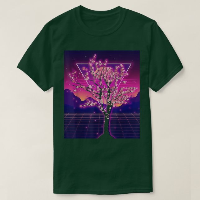 Camiseta Sakura Japan Flower Synthwave Vaporwave Cherry Blo (Frente do Design)