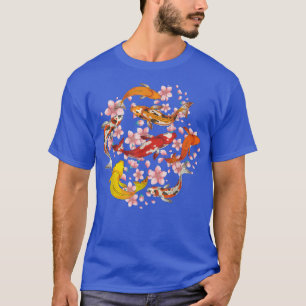 Camiseta Sakura Japonês Cherry Blossom Nishikigoi Fish Koi