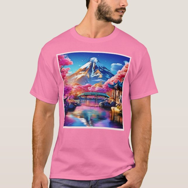 Camiseta Sakura Mountain: Cena de Primavera (Frente)