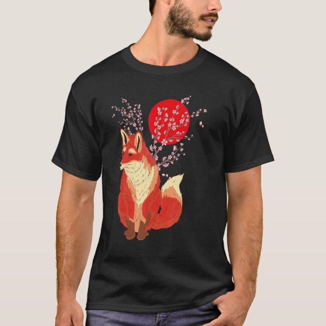 Camiseta Sakura Nature Forest Animal Chersom Fox (Frente)