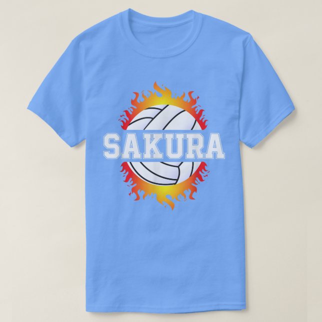 Camiseta Sakura Nome do Jogador de Voleibol - Bola e Rede S (Frente do Design)