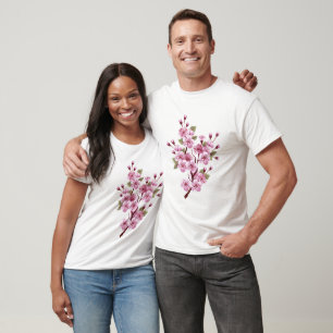 Camiseta Sakura rosa no fundo da pintura