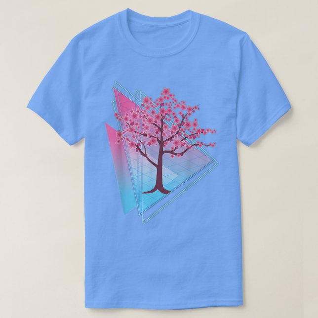 Camiseta Sakura Tree Japan Retro 80s Art Vaporwave Cherry B (Frente do Design)