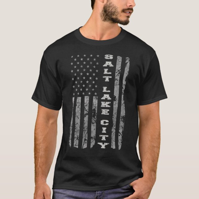 Camiseta Sal Lake City Utah Bandeira Americana (Frente)