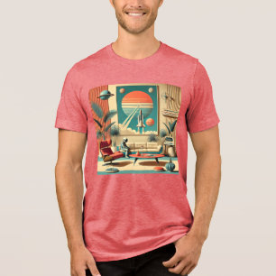Camiseta Sala de estar familiar da era espacial futurista a