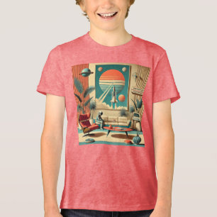 Camiseta Sala de estar familiar da era espacial futurista a