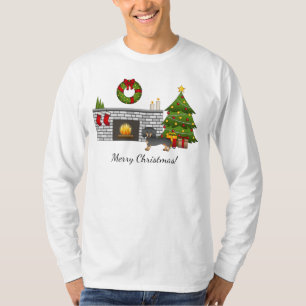 Camiseta Sala De Natal De Cabelo Curto E Preto