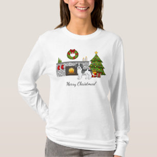 Camiseta Sala de Natal de Mini Goldendoodle a Preto