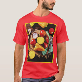 Camiseta "Salada caseira de legumes" Foto bonita. Compre ag