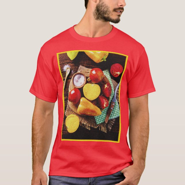 Camiseta "Salada caseira de legumes" Foto bonita. Compre ag (Frente)