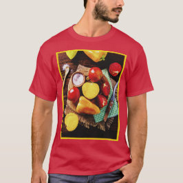 Camiseta "Salada caseira de legumes" Foto bonita. Compre ag