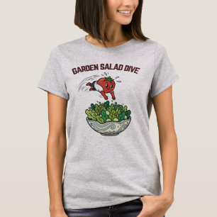 Camiseta Salada de Jardim Mergulho Tomate Divertido Cartoon