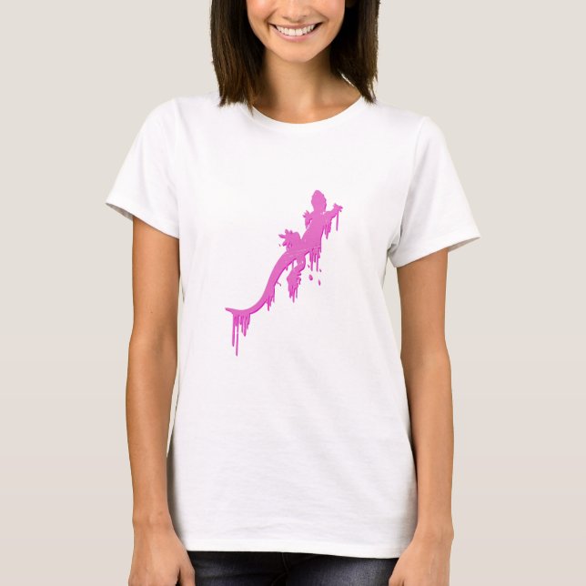 Camiseta Salamandra Cor-De-Rosa Distante Com Pó De Tinta (Frente)