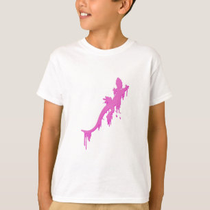 Camiseta Salamandra Cor-De-Rosa Distante Com Pó De Tinta