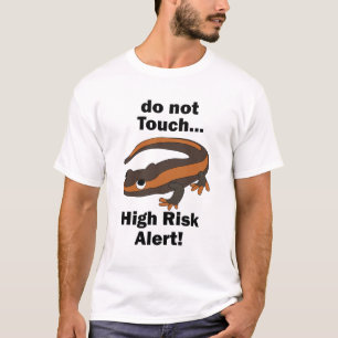 Camiseta Salamandra-de-fogo Não Tocar Alerta de Alto Risco
