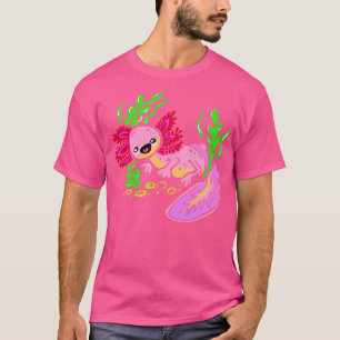 Camiseta Salamandra de Natação em Cubo Axolotl
