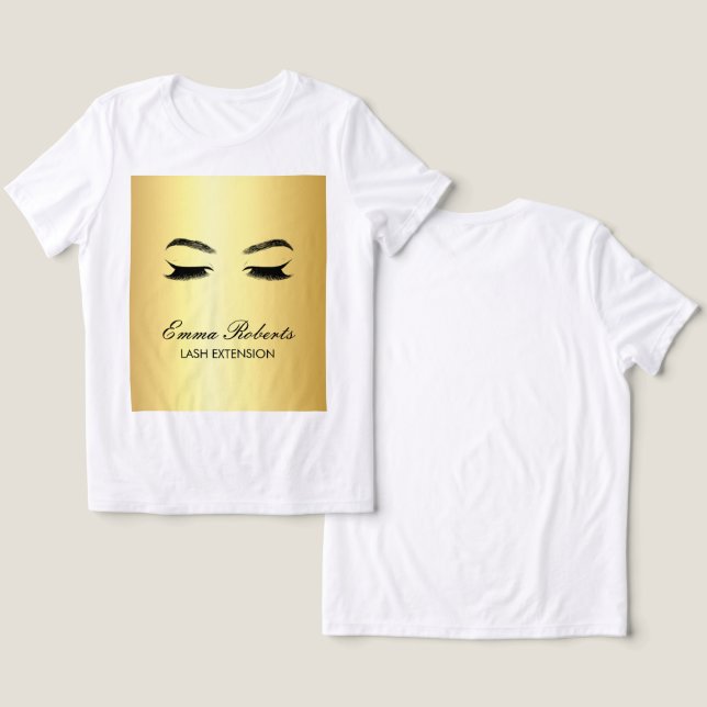 Camiseta Salão de Beleza Golden Lashes & Brow (Design Frente e Verso)