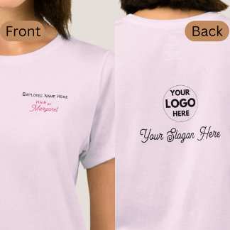 Camiseta Salão de Cabelo Logo Nome do Funcionário Preto Ros