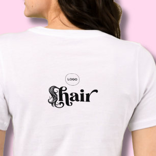 Camiseta Salão de Cabelo Seu Logotipo Funcionário Branco