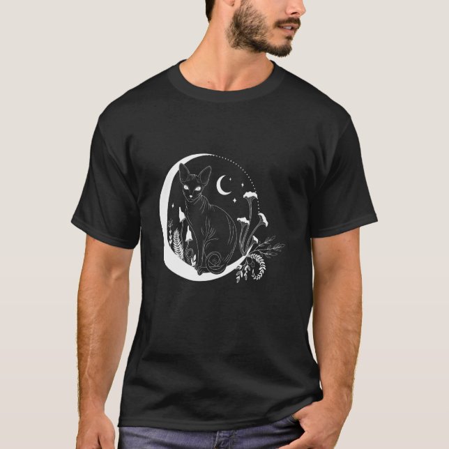 Camiseta Salão de Lua Noite Espiritual e Esfinge de Gato (Frente)