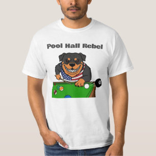 Camiseta Salão de Sinuca Engraçado Rebelde Rottweiler