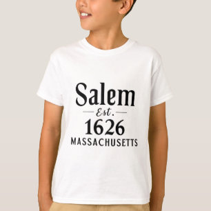 Camiseta Salem Machusettes Est. outono de Halloween de 1626