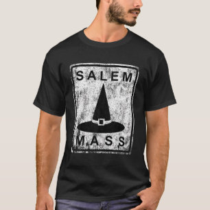 Camiseta Salem Massachusetts, Maciço Negro, Hat Massachuset