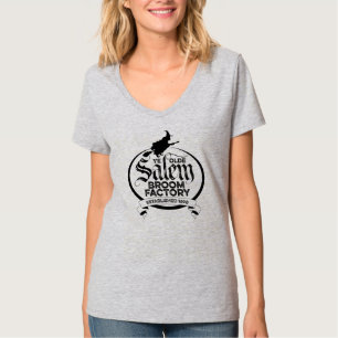 Camiseta Salem Witch Broom Fatory - gótica de vintagem engr