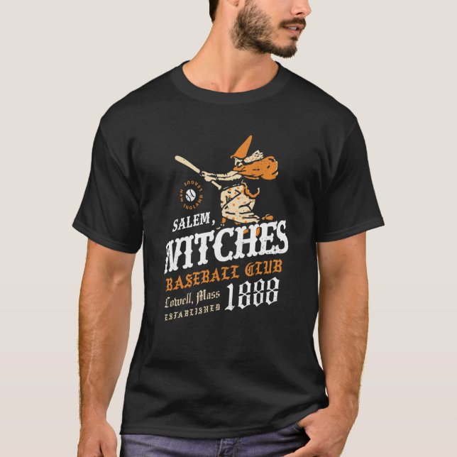 Camiseta Salem Witches Massachusetts Vintage Defunct Baseba (Frente)