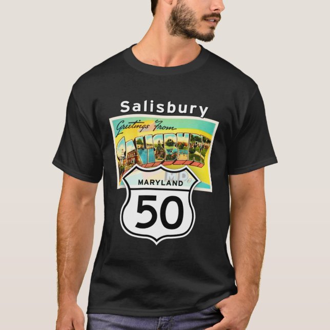 Camiseta Salisbury Maryland MD US 50 Large Letter Viagem Po (Frente)