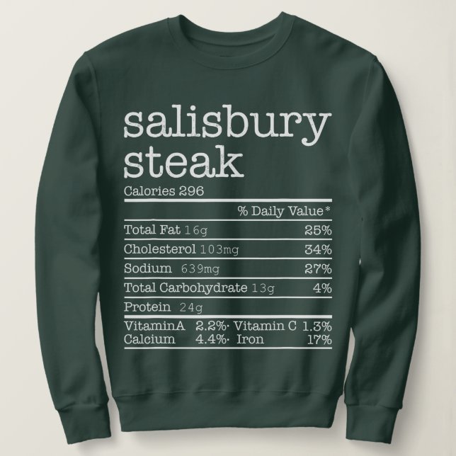 Camiseta Salisbury Steak Nutrition Facts Ação de Graças Chr (Frente do Design)