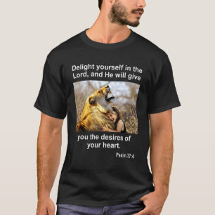 Camiseta Salm 37 4 Escritura De Bíblia De Leão Cristão Vers