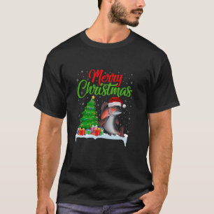 Camiseta Salmão Árvore de Natal Luzes Engraçadas Xmas Salmo