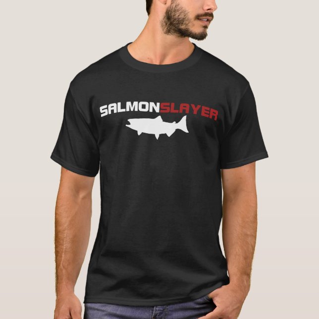 Camiseta Salmão Caçador Funny Salmão Pesca Pescador (Frente)