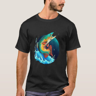Camiseta Salmão De Pesca Salta Para Fora Da Água Pescador