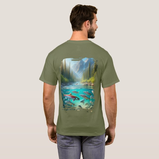 Camiseta Salmão Kokanee Pine Stream (Parte Traseira Completa)