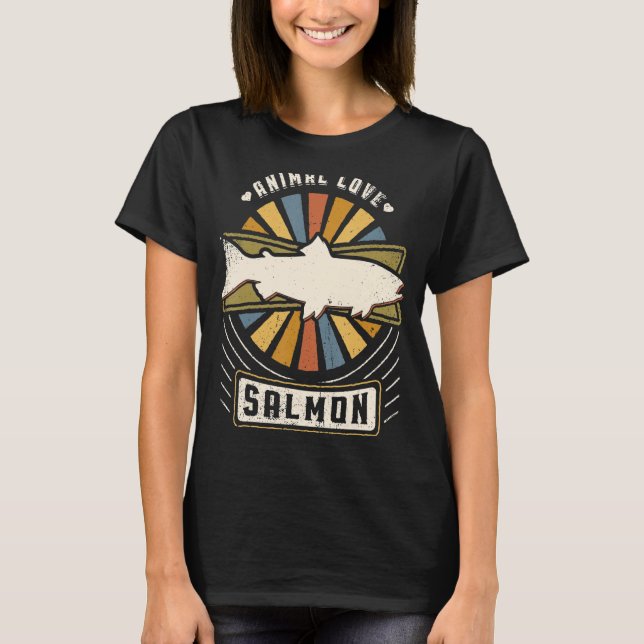 Camiseta Salmão Peixes Vintage Clássico (Frente)