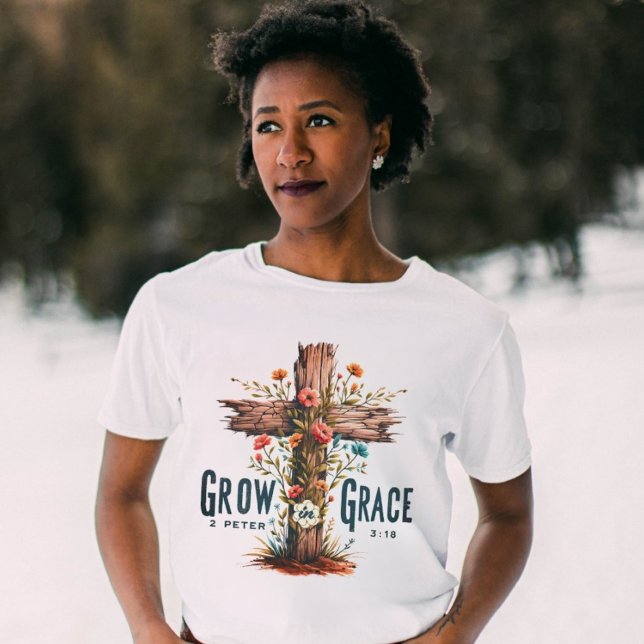 Camiseta Salmo 136:1 | 2 Peter 3:18 Citação da Bíblia Crist (Criador carregado)