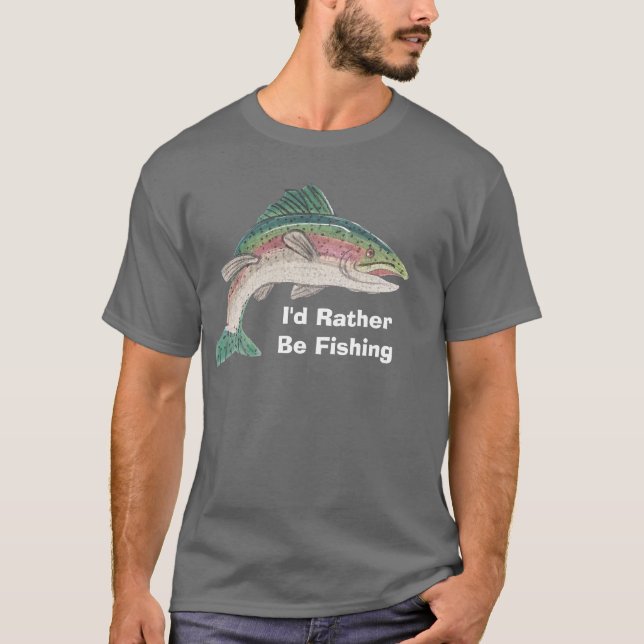 Camiseta Salmões que eu preferencialmente estaria pescando (Frente)