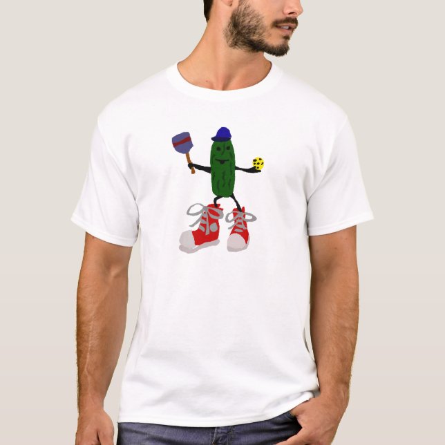Camiseta Salmoura engraçada que guardara Pickleball e pá (Frente)
