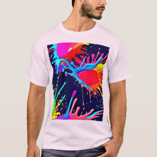 Camiseta Salpicos Elétricos de Cores Vibrantes