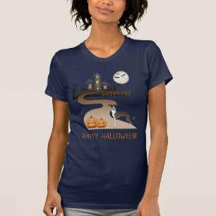 Camiseta Salsa E Gota Branca E Casa Assombrada Ao Halloween