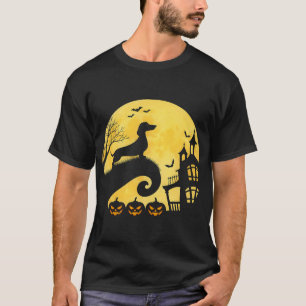 Camiseta Salsicha de Halloween Dachshund Weenie Wiener Moon