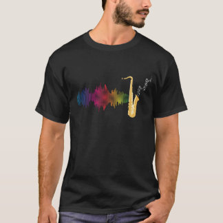 Camiseta Salsicha de Música Colorida Jazz Saxofone