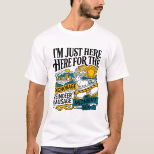 Camiseta Salsicha de Rena de Anchorage Alaska Sol da Meia-N