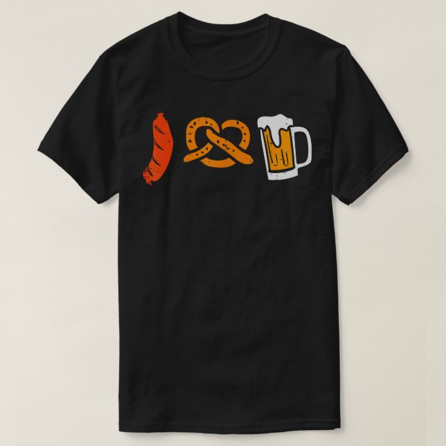 Camiseta Salsicha Pretzel I Love Oktoberfest German Bavaria (Frente do Design)