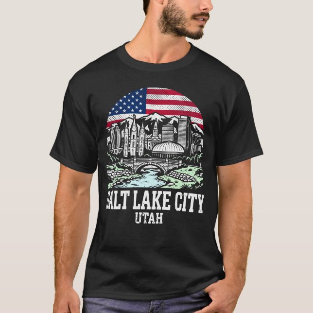 Camiseta Salt Lake City Utah American Flag (Frente)