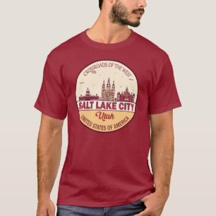 Camiseta Salt Lake City Utah Cidade Skyline Emblem
