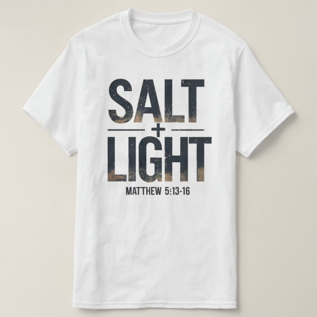 Camiseta "SALT + LIGHT Cristão – Mateus 5:13 (Frente do Design)